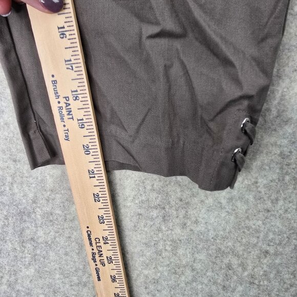 Studio Works Womens 16W Taupe Capris With Lace-Up Detail & Button Closure - Picture 7 of 8